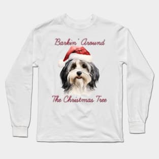 Christmas Havanese Dog in Santa Hat Long Sleeve T-Shirt